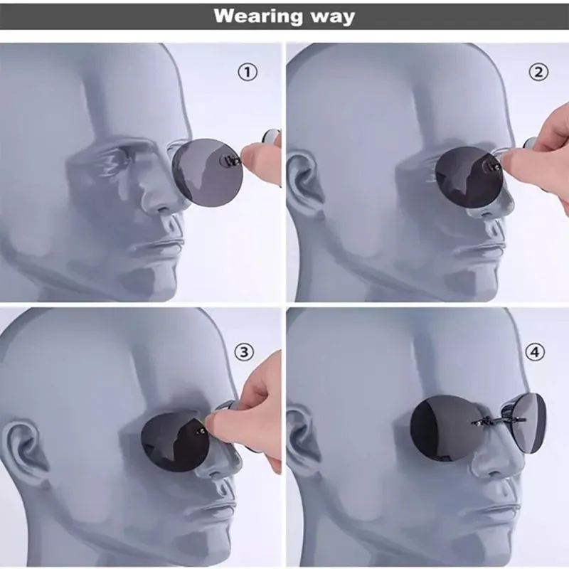 Round Rimless Clip-On Vintage UV400 Sunglasses