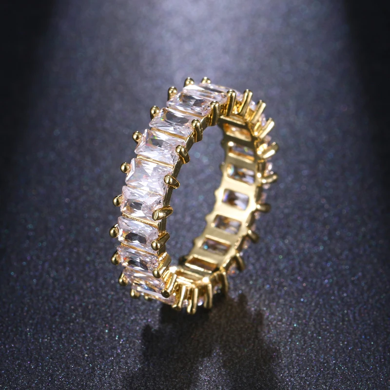 Silver Ring Women Square CZ Rings Paved Austrian Zircon Fashion for Party Engagement Ring Jewelry Gift