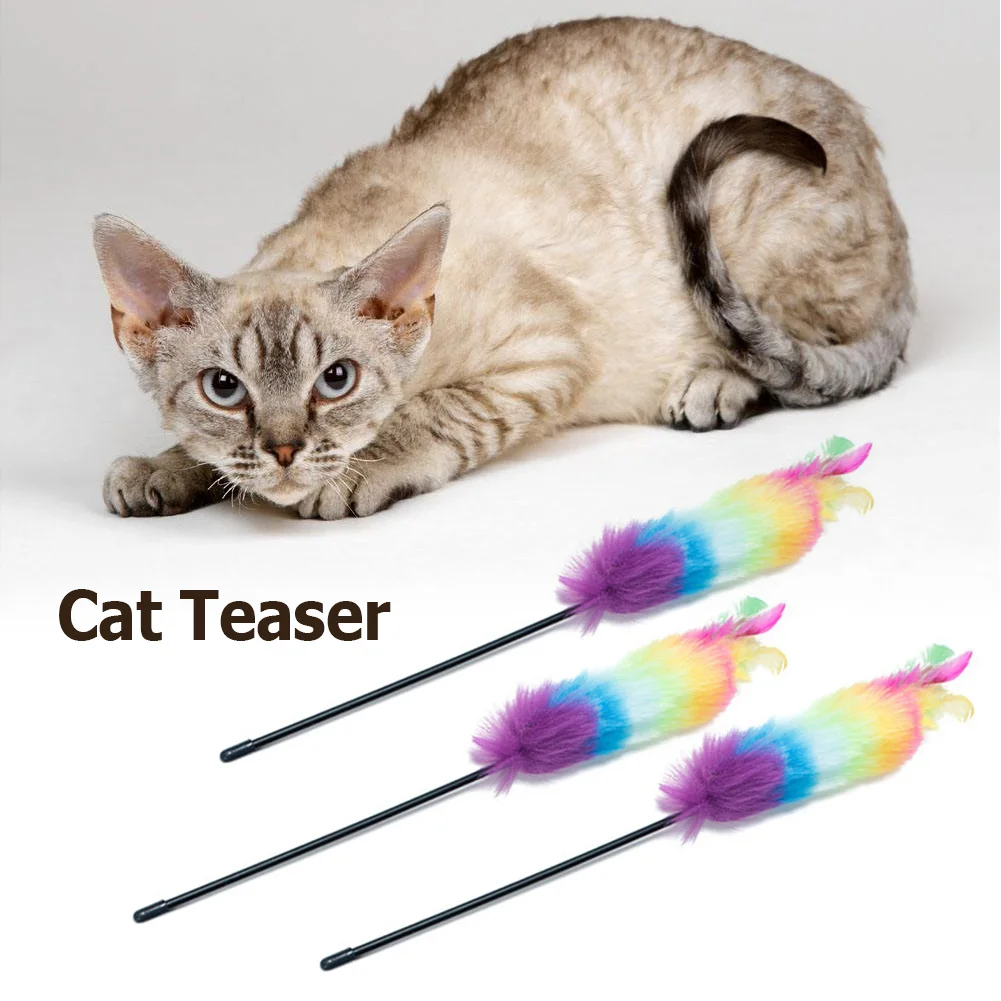Tanie Kot Teaser kolorowe piórka kij zabawka dla kota dla kotka
