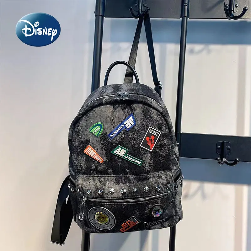 Disney Mickey New Women's Backpack Luxury Brand Women's Leisure Backpack  Large Capacity Cartoon Fashion Rivet Travel Backpack