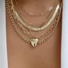 Colliers en chaîne de perles tressées simples, ton or, ensemble de colliers avec pendentif superposé pour femmes, usage quotidien et de fête, 5 pièces/ensemble