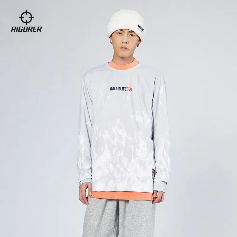 Rigorer Personal Image Round Men's Long Sleeve Round Neck Winter Quick-drying Sweat T-shirt Basketball Clothes