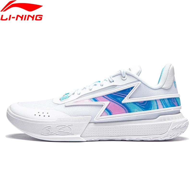 Баскетбольная обувь Li-Ning для мужчин поколения Z на площадке, дышащая прочная подкладка с подушкой, основа для вспышки, искусственная кожа, 027