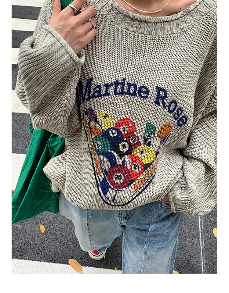 2022 Martine Rose Billiards Pattern Loose Sweater Men Woman 11 Top