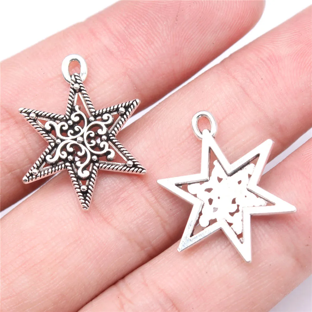 

10Pcs 25x19mm Antique Silver Color Hexagram Charms Pendants for Jewelry Making DIY Jewelry Findings Handmade Craft Accessories