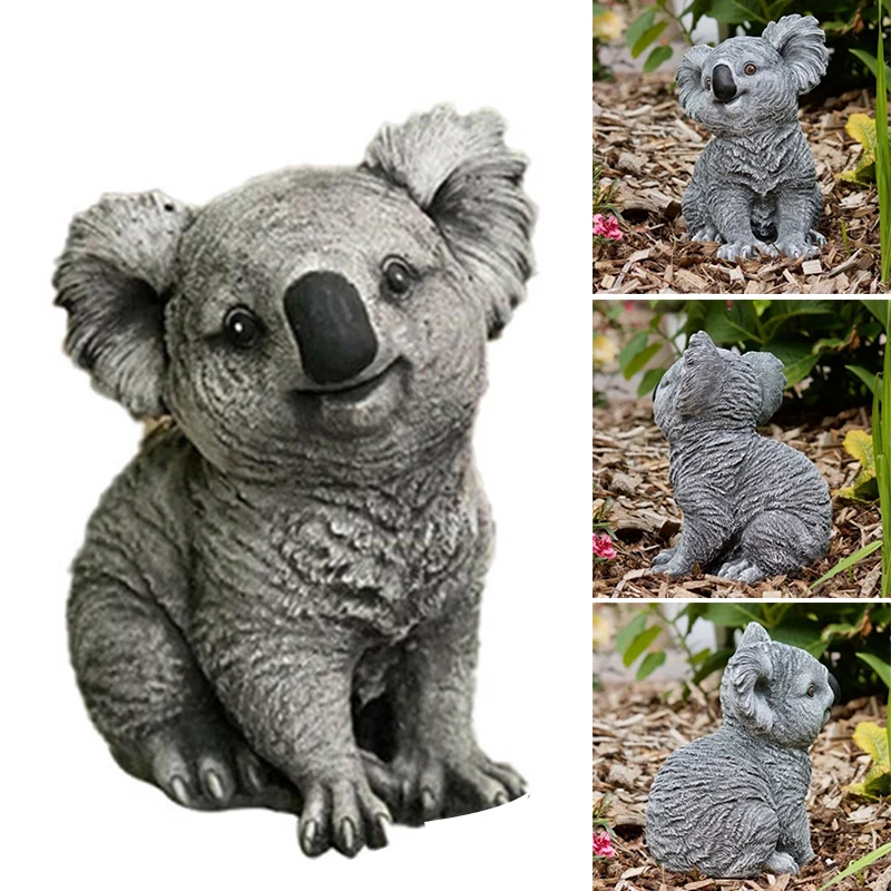 Estatua de Koala de 1 piezas, decoración creativa y divertida de bonsái, adorno de jardín, escultura de resina, miniaturas de animales para el hogar