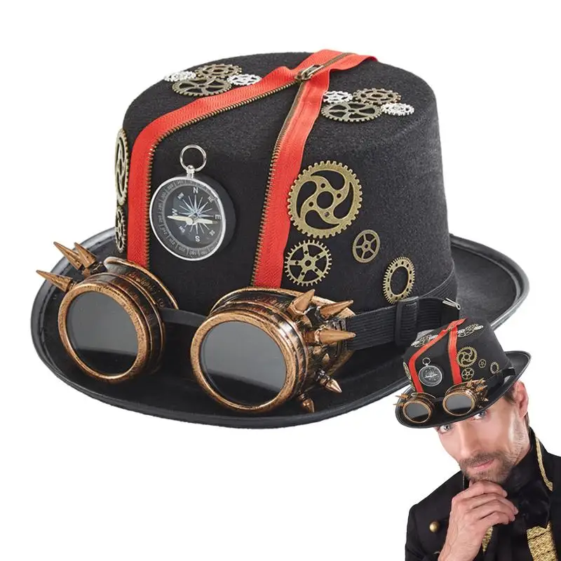 

Steampunk Hats Men Vintage Gothic Cosplay Top Halloween Hat Time Traveler Fancy Costume Steampunk Accessories for Adults Men