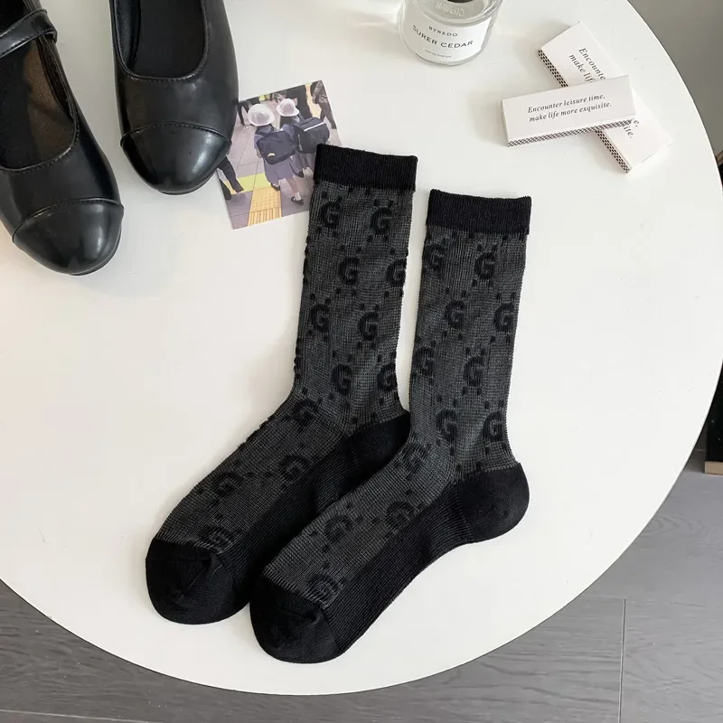 Women's Mid-length Socks Double Needle Thin Spring/Summer Breathable Short Socks Korean Edition