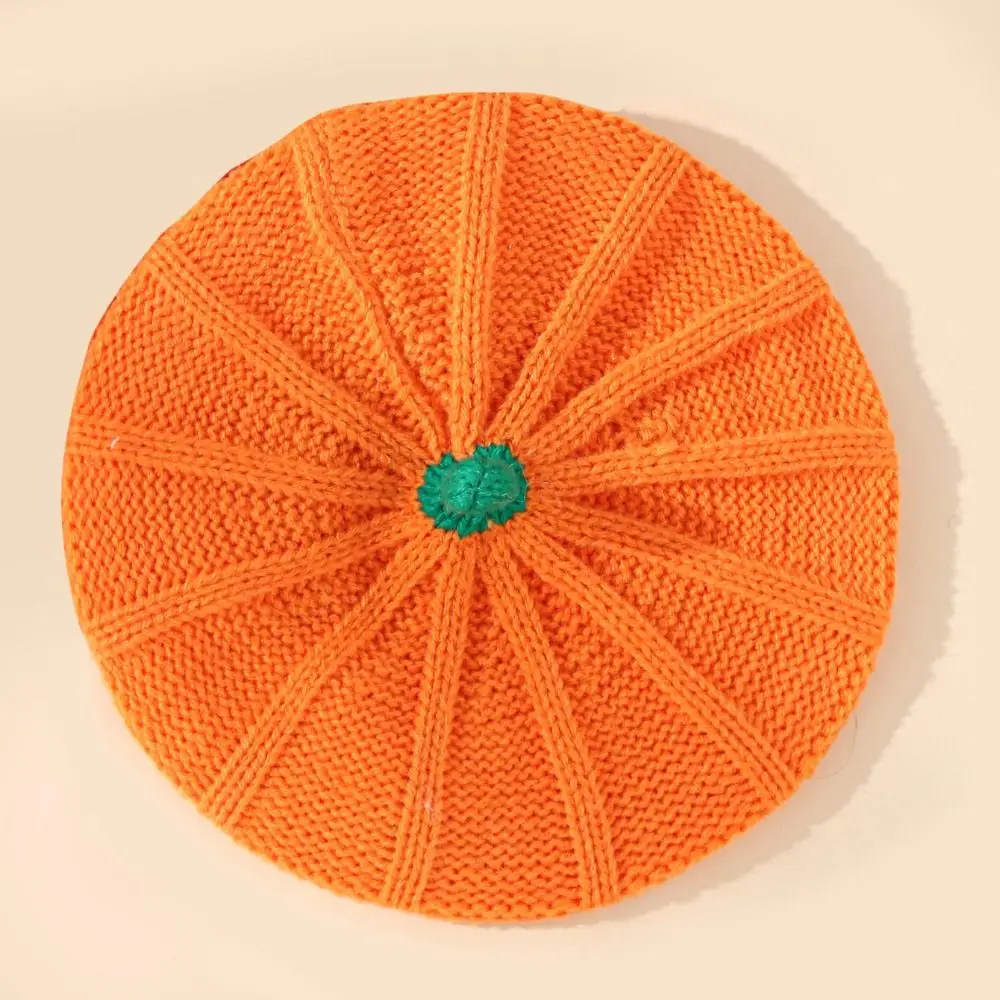 Fashion Orange Pumpkin Beret Painter Hat Keep Warm Knitted Hat Octagonal Cap Peaked Cap Parent-Child Hat Party