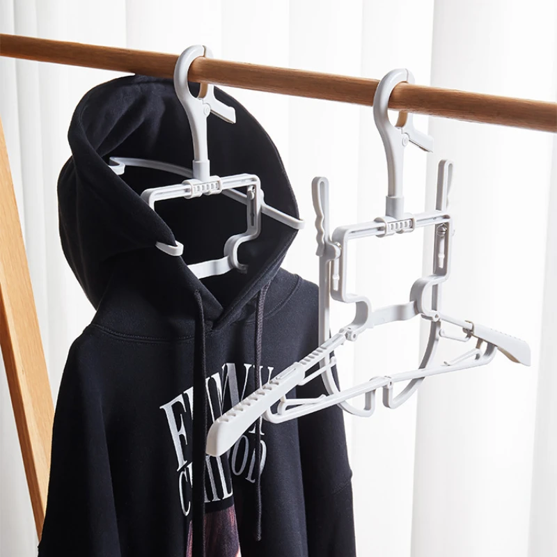 Multifunctional Foldable Hoodie Clothes Hanger Retractable Anti-skidding Clotheshorse for Home Sweater Windproof Drying Rack