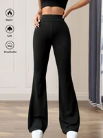 Pantalon évasé taille haute pour femmes, printemps et été, pantalon long noir à jambe fine, pantalon large et fin pour femmes minces 4