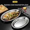 1Pcs 304 Stainless Steel Plate Oval Fish Dish Dinner Dessert Food Sushi Snack Steaming Fruit Dish Household Restaurant Tableware 3