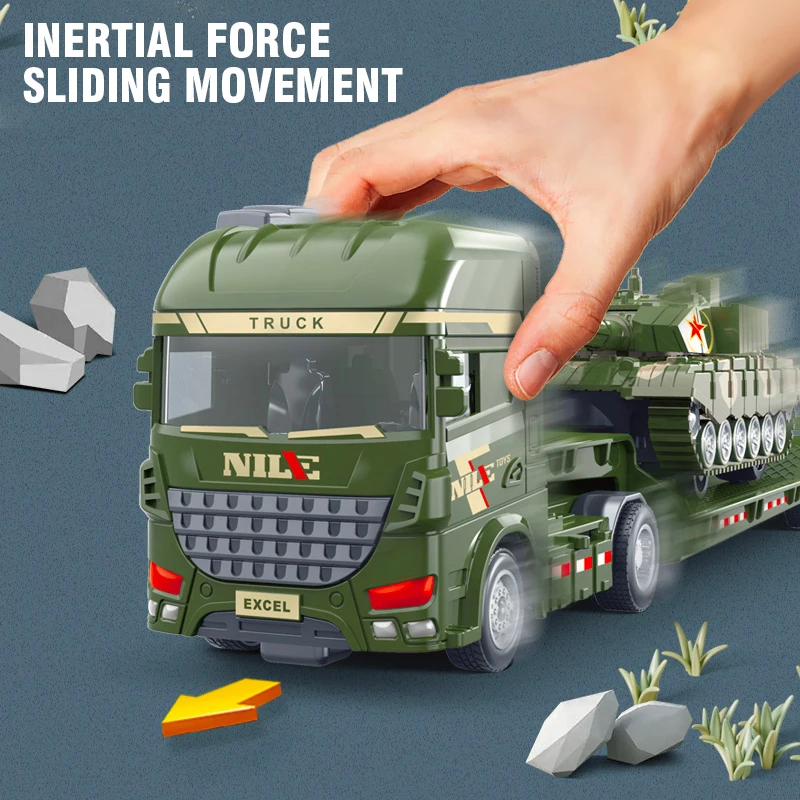 Truck Model Semi-carrier Container Engineering Vehicle Excavator Transport Inertial Diecast Car Education Toys Gift for Children