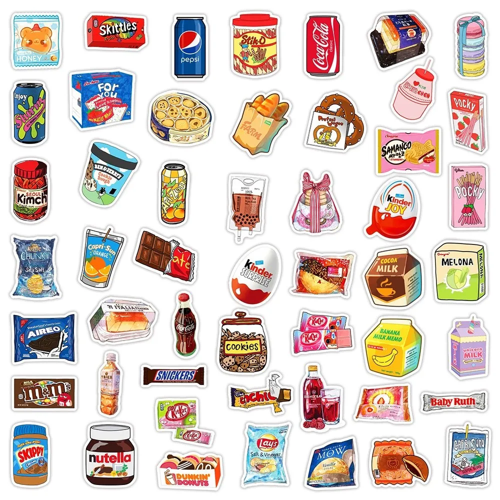 50 Stück Ins-Style Lebensmittelverpackungs-Aufkleber, wasserdicht, Graffiti-Sticker für Fahrrad, Laptop, Wasserflasche, Papierartige Aufkleber im Pop-Store-Stil – Detail 6