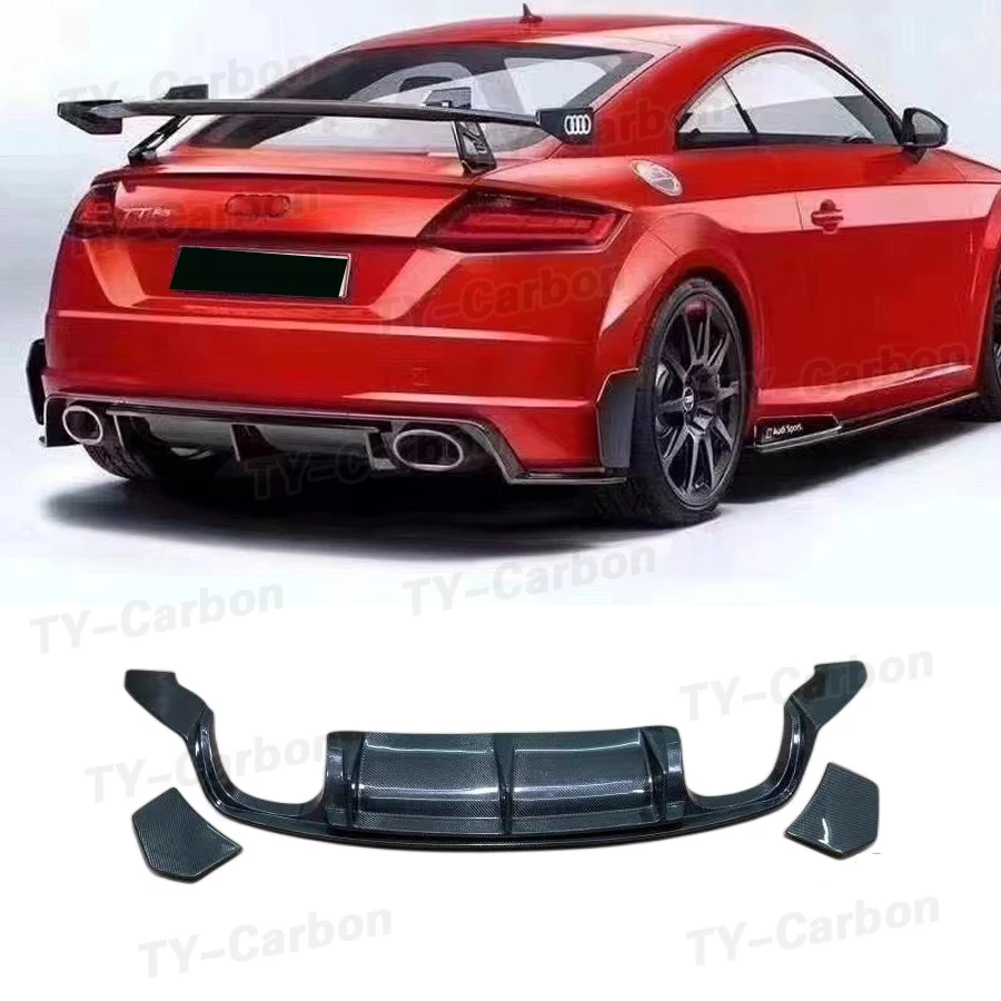 

For Audi TT MK3 standard TTRS rear diffuser real carbon fiber rear bumper diffuser lip Splitter spoiler 2015-2019