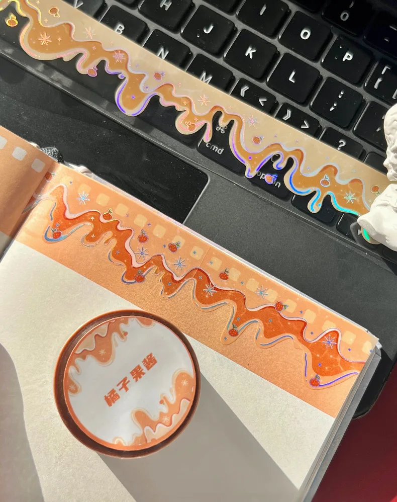 30mm * 3m jam series Kawaii Ins laser silver PET tape handmade DIY scrabbbooking material aesthetic masking tape