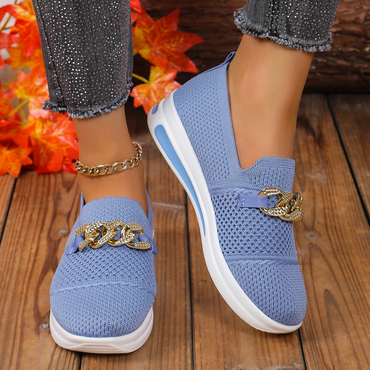 2024 Women's Autumn Simple Solid Color Comfortable Non-slip Loafers Outdoor Shallow One-leg Mesh Breathable Vulcanized 36-43