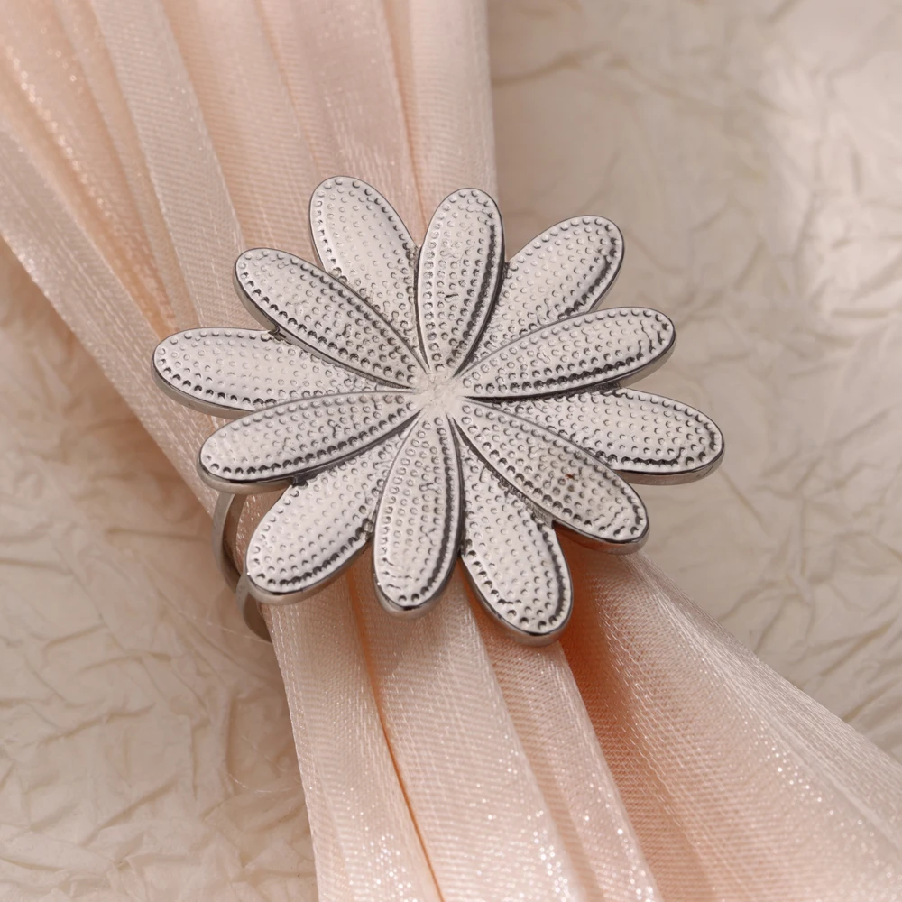 Gold Flower Stainless Steel Open Rings for Women Wedding