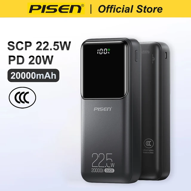 PISEN 20000mAh PD 20W Power Bank à charge rapide SCP 22.5W, batterie externe portable à charge rapide pour Huawei iPhone Xiaomi 1
