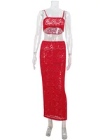 Ahagagag Sexy Lace Women's Sets Suits Fashion Straps Sheath Beach Style Sleeveless Backless Sheer Elegant Female Tracksuits - Image 5
