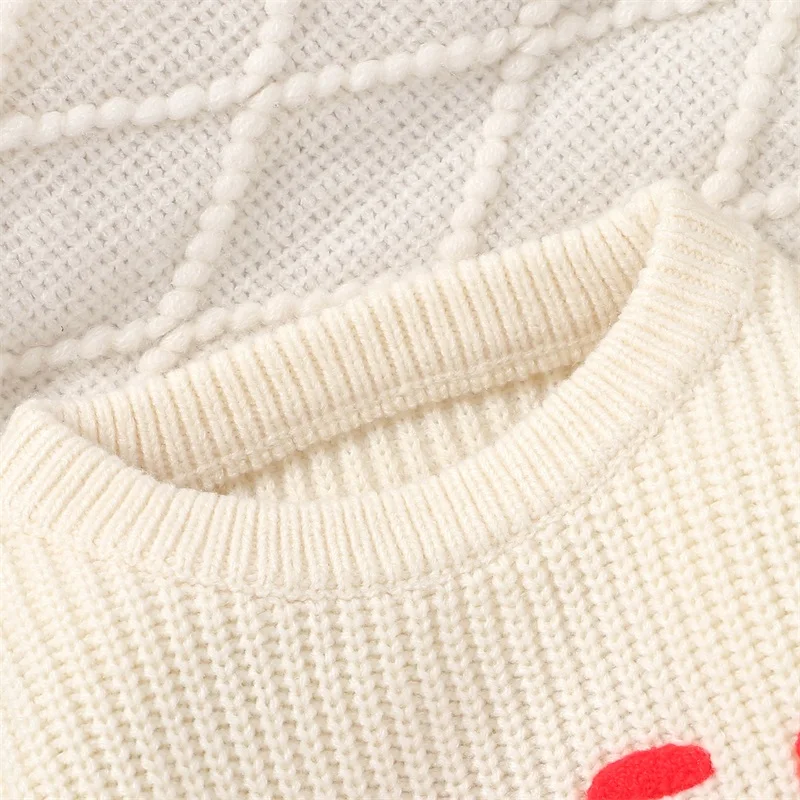 Baby Boy Jumper Knitted Sweaters Long Sleeve Round Neck Love Boy Heart Letter Embroidery Knit Pullovers Tops Knitwear
