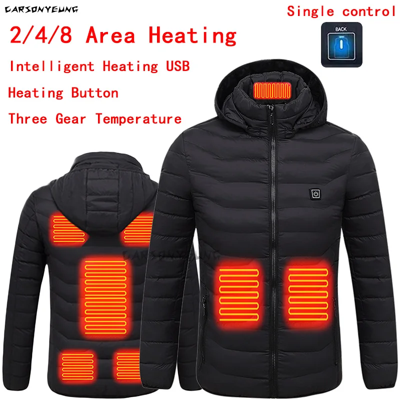 Men 8 Areas Heated Jacket Usb Winter Outdoor Electric Heating Jackets
