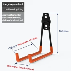 Heavy Duty Metal Bike Wall Mount Stand & Garage Storage Hook System (L - Orange)