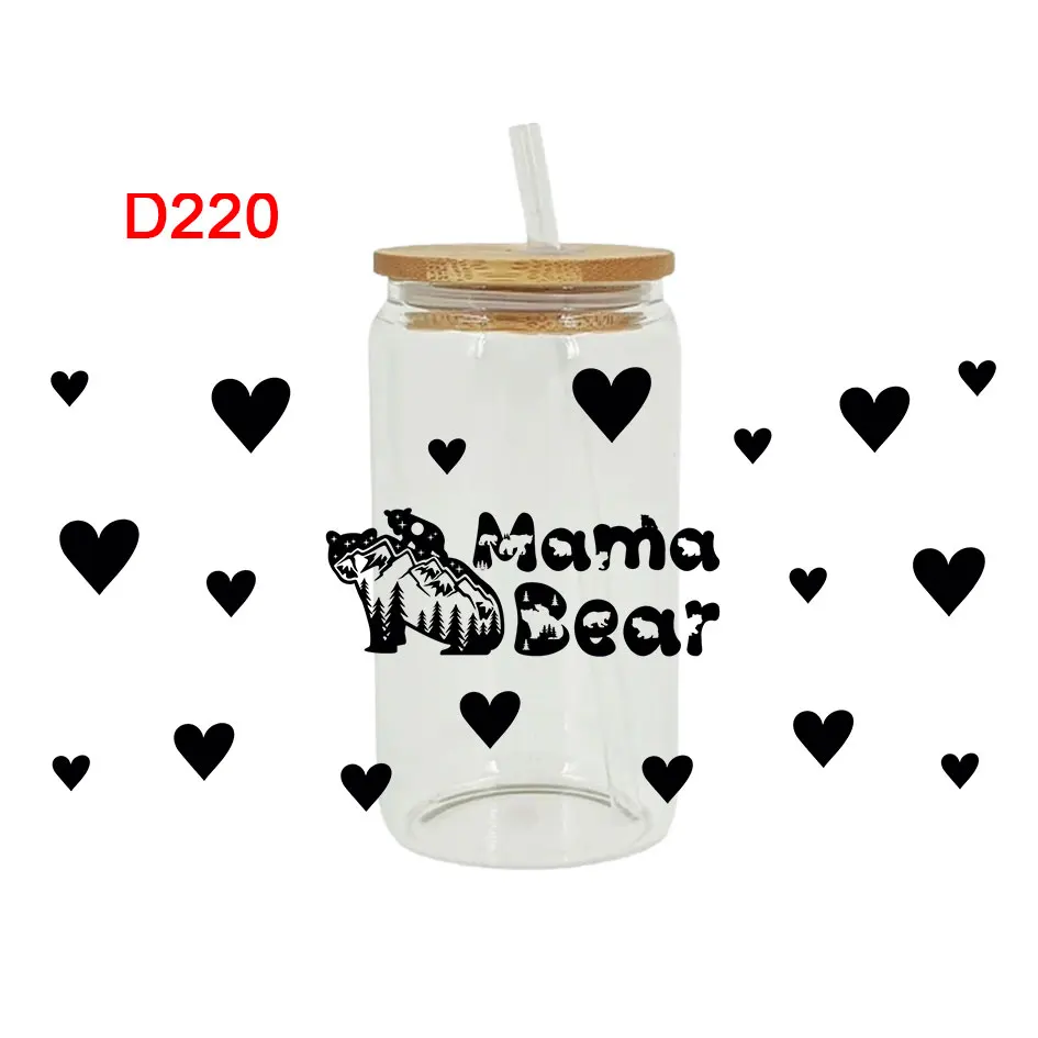 UV DTF Transfer Valentine's Day Heart Printed Sticker For 16oz Libbey Glasses Wraps Bottles Cup
