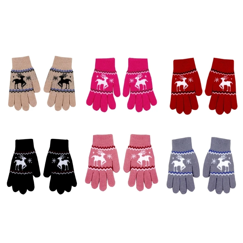

Deer Gloves for Kids Warm & Comfortable Gloves Knitted Gloves Winter Thicken Gloves for Children Boys Girls 1 Pair H37A