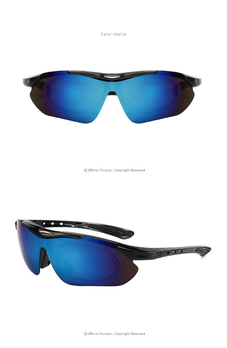 Lunettes De Sport Cyclisme Verres Miroir Protection UV400 Noir