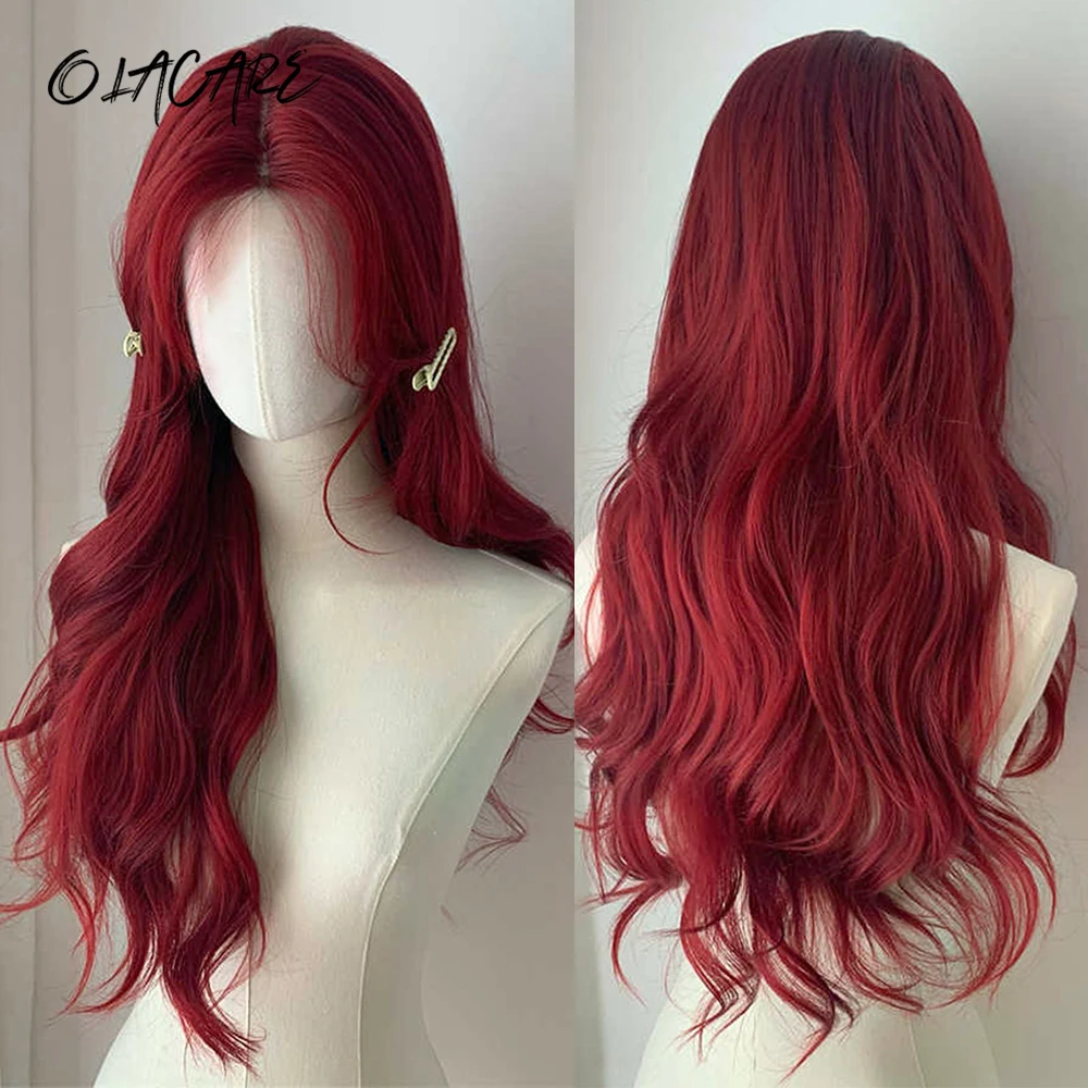 Red Synthetic Wavy Wig for Daily Cosplay Party