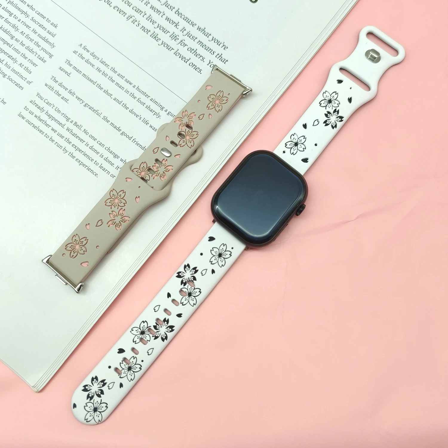 Geschnitztes Löwenzahn-Zweifarbiges weiches Silikonarmband für Redmi Watch4 5 für Xiaomi Band 8/9 Pro, elegantes Damenarmband, universell 20 mm – Detail 19