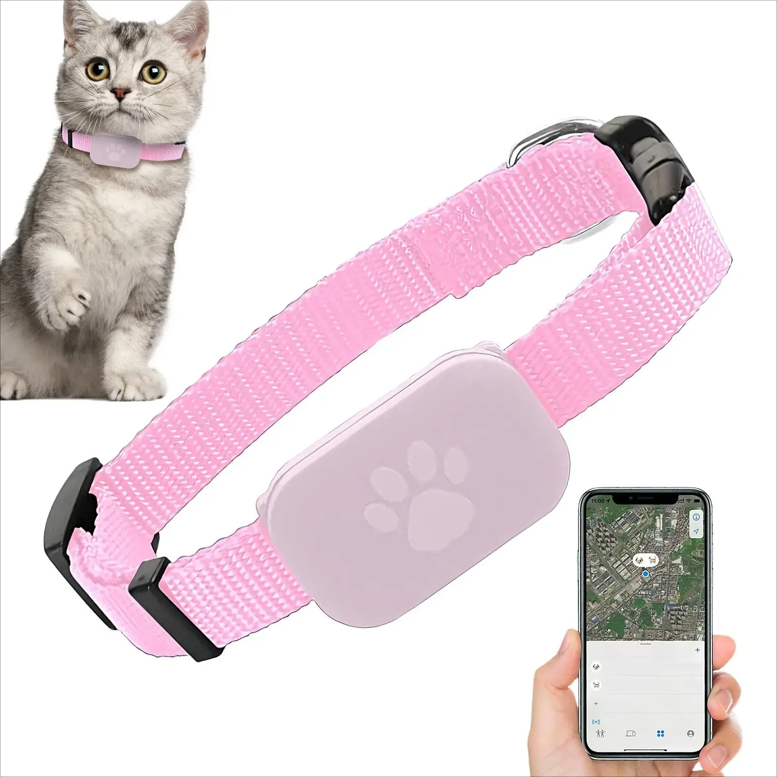 GPS Tracking Cat Collar with Safety Features and Long-Lasting Battery