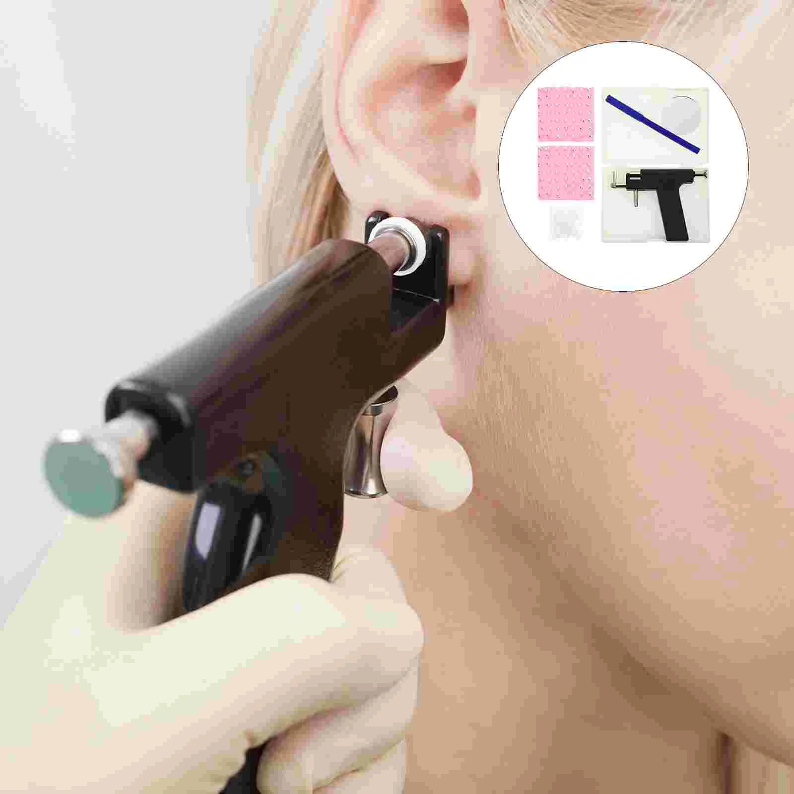 Stud Earrings Piercing Tool Nose Machine Perforation Body Navel Piercer Portable Kit powerful pneumatic puncher metal ss punch gun 360° adjustable opening hole tools handheld punching machine perforation 3 2mm 6mm