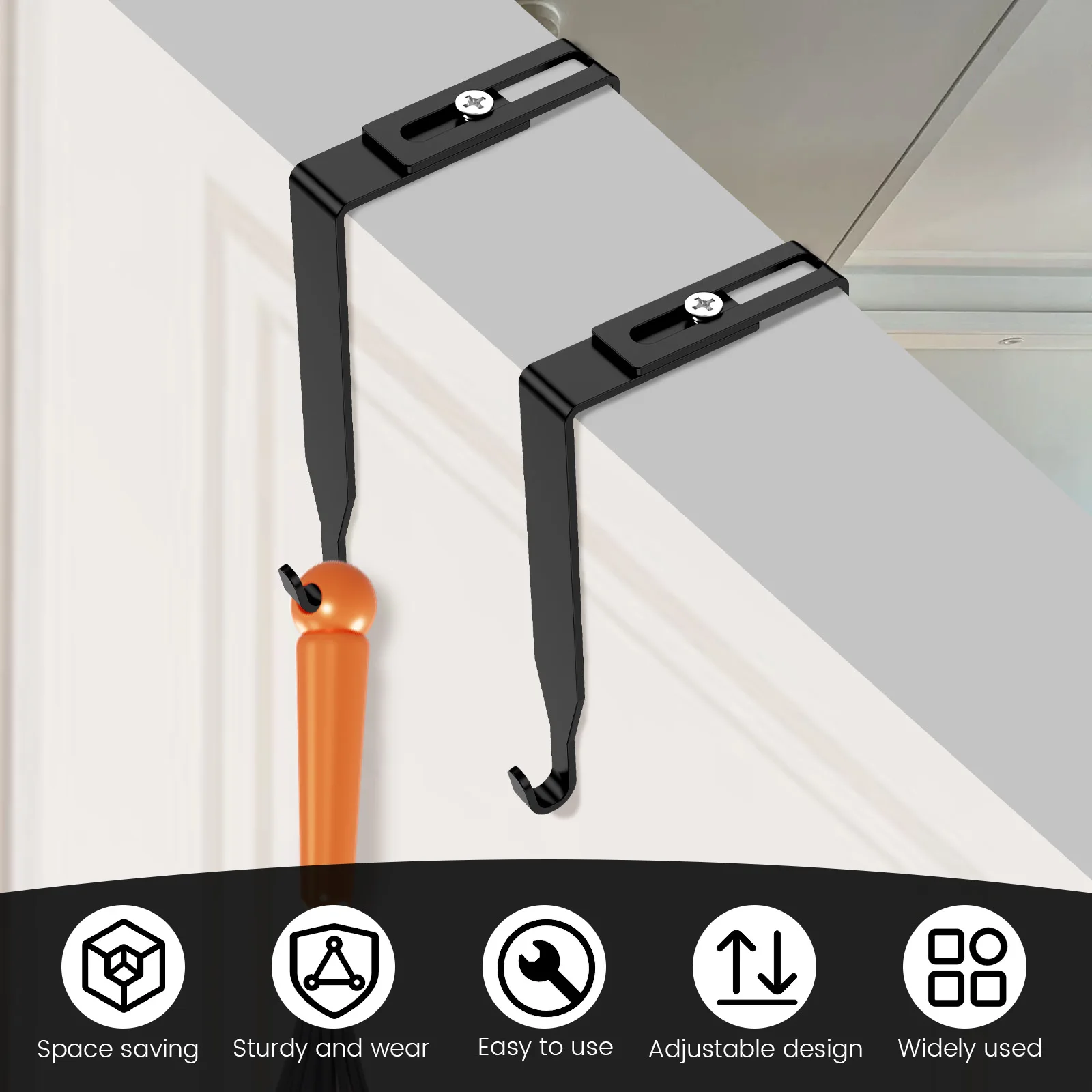 Metal Over Door Hook Adjustable Hanger for Home Storage