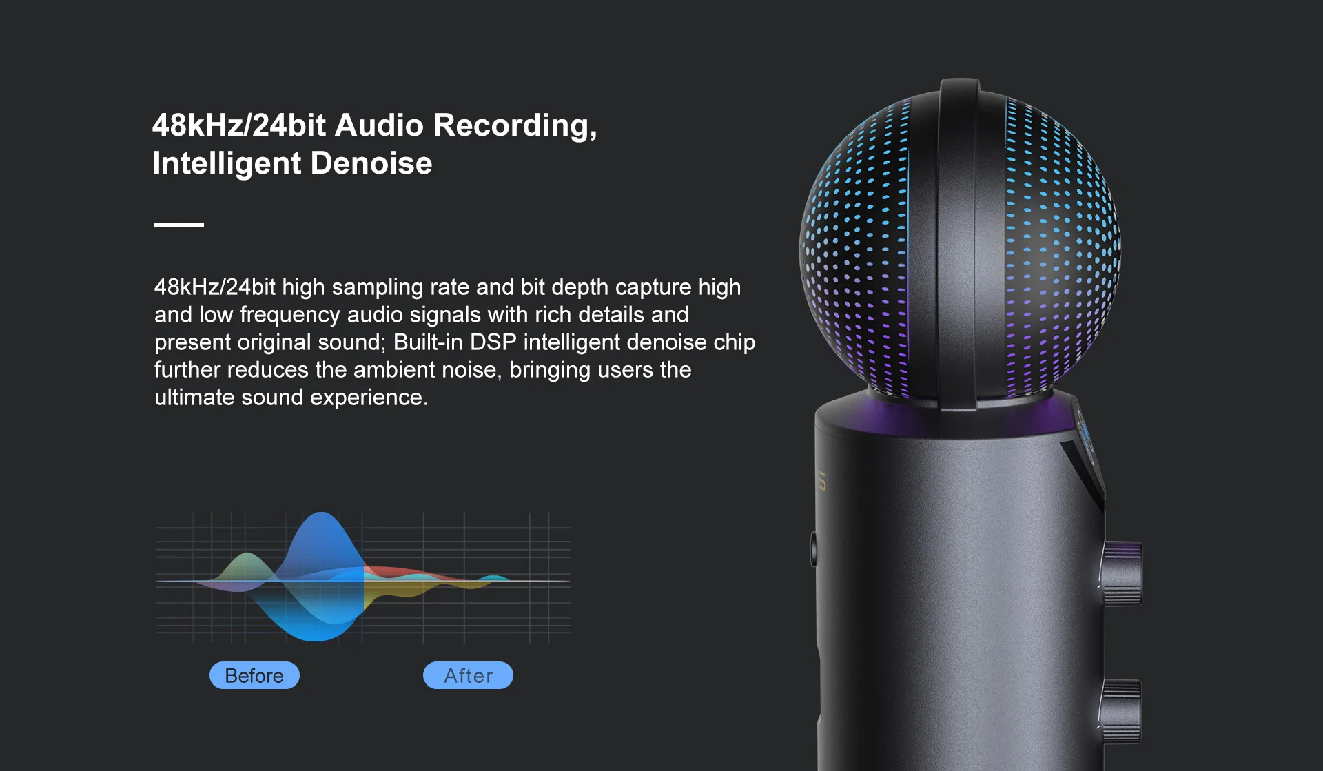 7RYMS AU02-K1 RGB Cardioid Condenser USB Microphone Kit description image 3