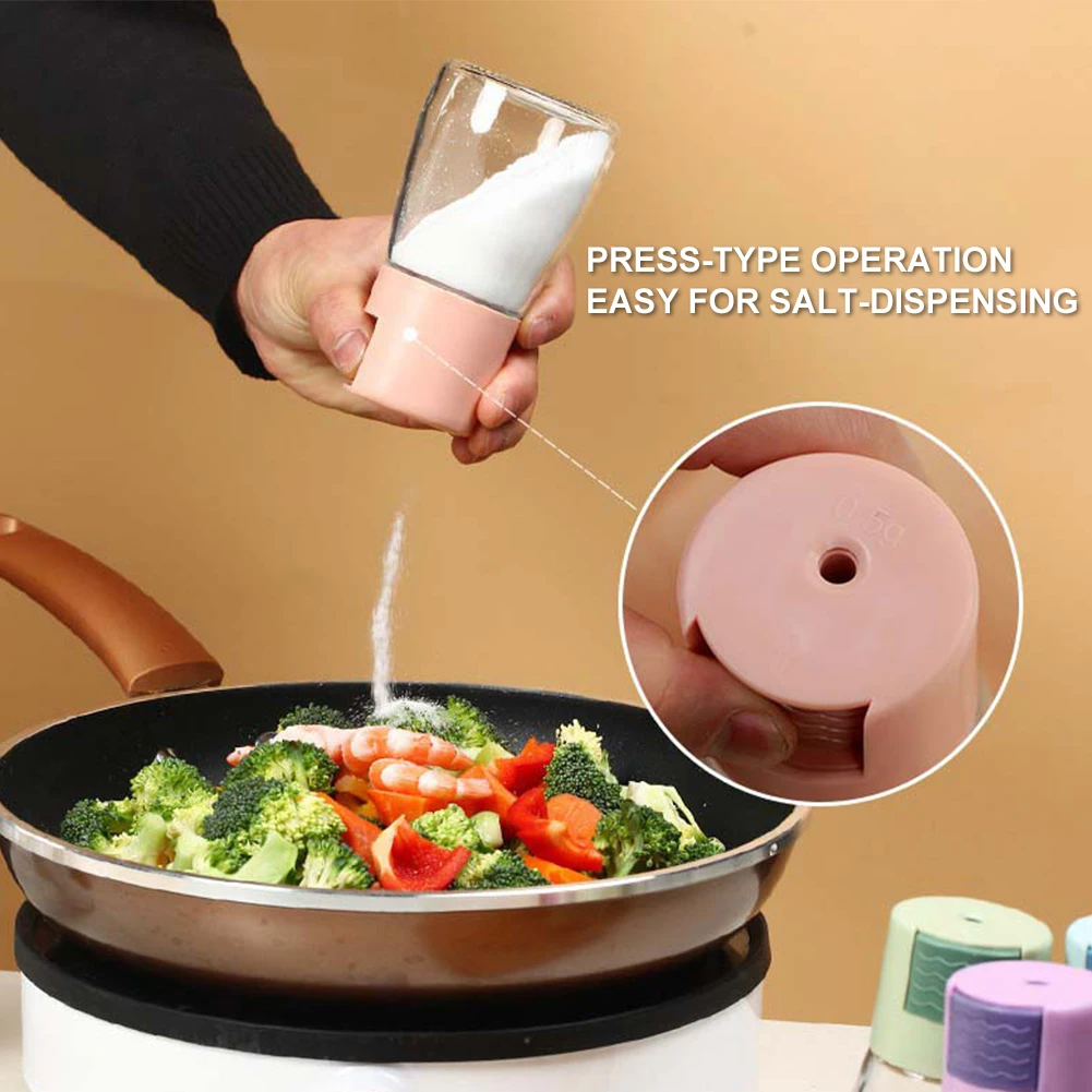 Metering Salt Shaker Press Type Quantitative Seasoning Bottle Glass Spice Salt Pepper Container Dispenser Kitchen Accessories|