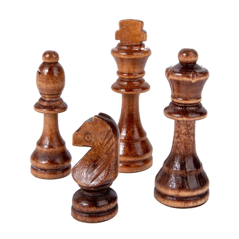 32Pcs Wooden International Chess Pieces with No Board Chess Pieces Replacement Wooden Only , Tournament Wood Chessm