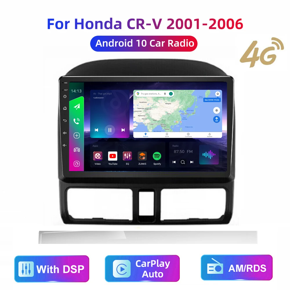

HD Multimedia For Honda CRV 2001-2006 Car Stereo Radio Android GPS carplay/auto 4G AM/RDS/DSP Video