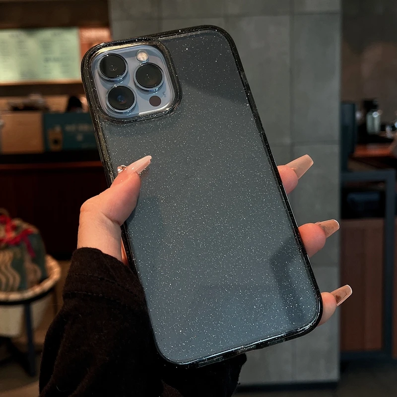 thumbnail image 1 of Funda de lujo brillante y transparente para iPhone 16 Pro Max 15 14 13 12 11 XR XS X 7 8 Plus SE, funda suave a prueba de golpes a la moda, 1 of 5