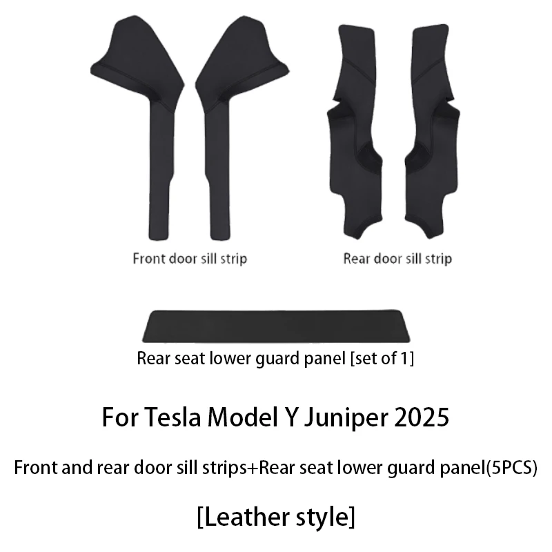 Premium Nappa Leather Door Sill Pad with Welcome Pedal Threshold Strip