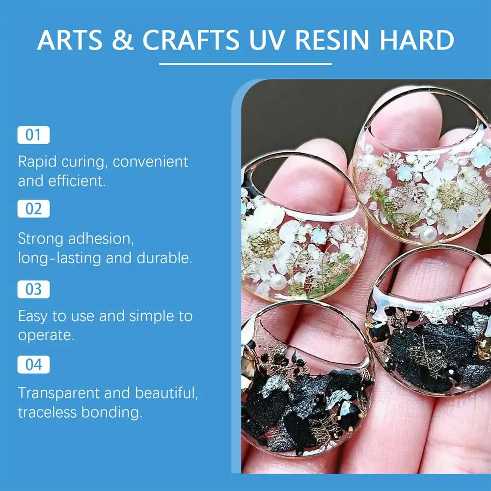 Description Picture 5 of itemClear Hard UV Resin Hard Type Quick Curing UV Epoxy Resin Bonding & Curing In Seconds Transparent UV Glue Adhesive For Resin