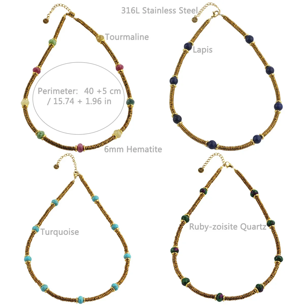 Boho Handmade Bead Stained Glass Necklace Choker for Women Stainless Steel 18K Gold Plated Bracelets Summer Daily Charm Jewelry