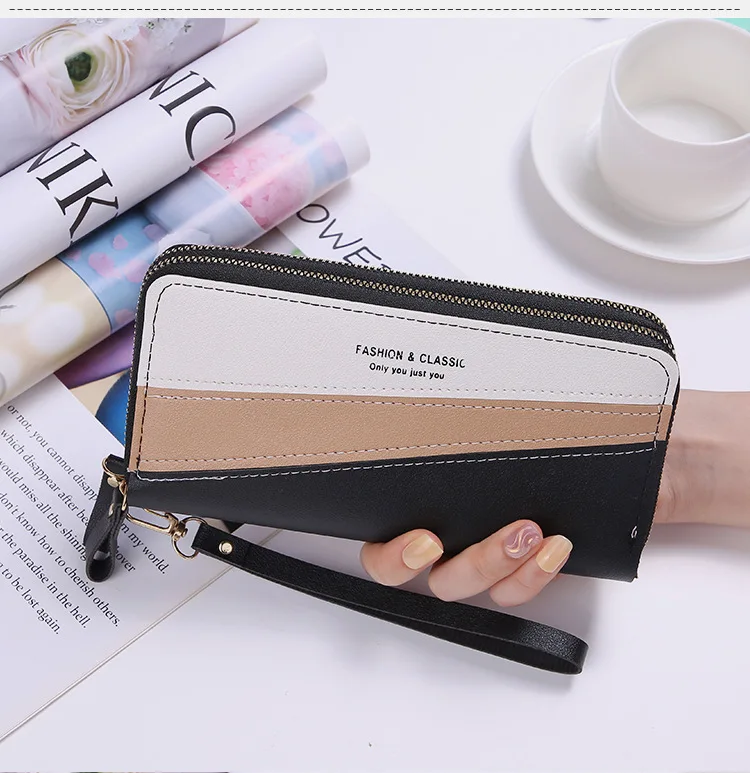 Pzuqiu Breast Cancer PU Leather Slim Wristlet Wallets for Women Pink Ribbon Girls Identity Card Long Wallet Case Large Capacity Purse Clutch