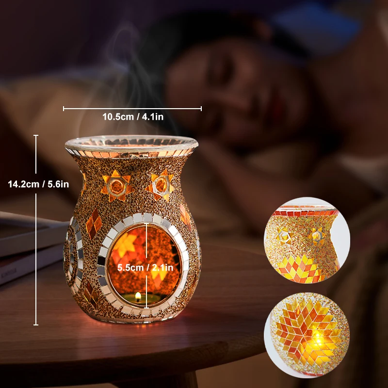 Classic Scented Diffuser Candle Holders Mosaic Glass Wax Melt Oil Burners  Candle Holder Essential Oil Diffuser Home Table Decor - AliExpress