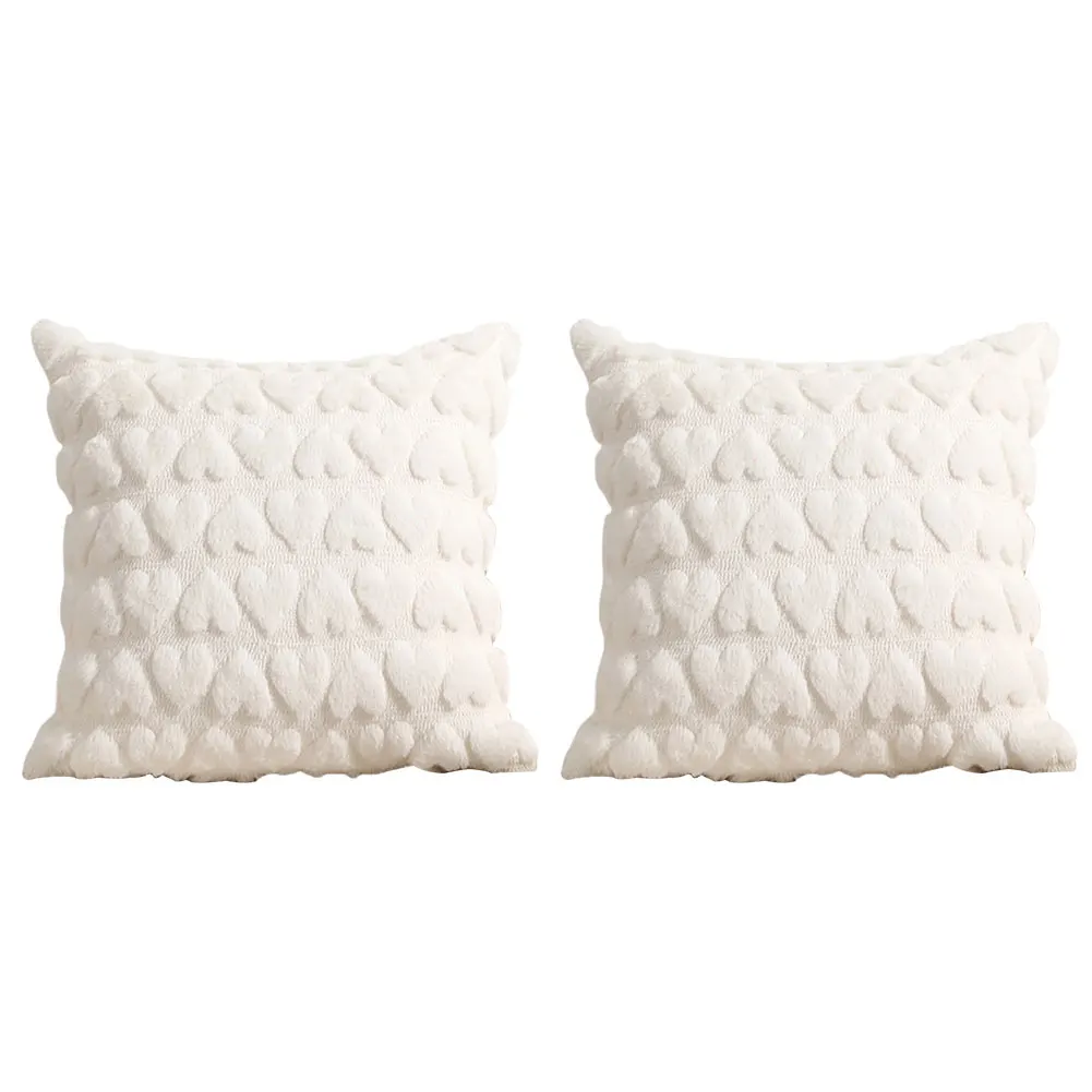 2 PCS Valentines Plush Pillow Covers Cozy Fluffy Double-Sided Throw Pillow Covers Cushion Cover Valentines Day Decoration