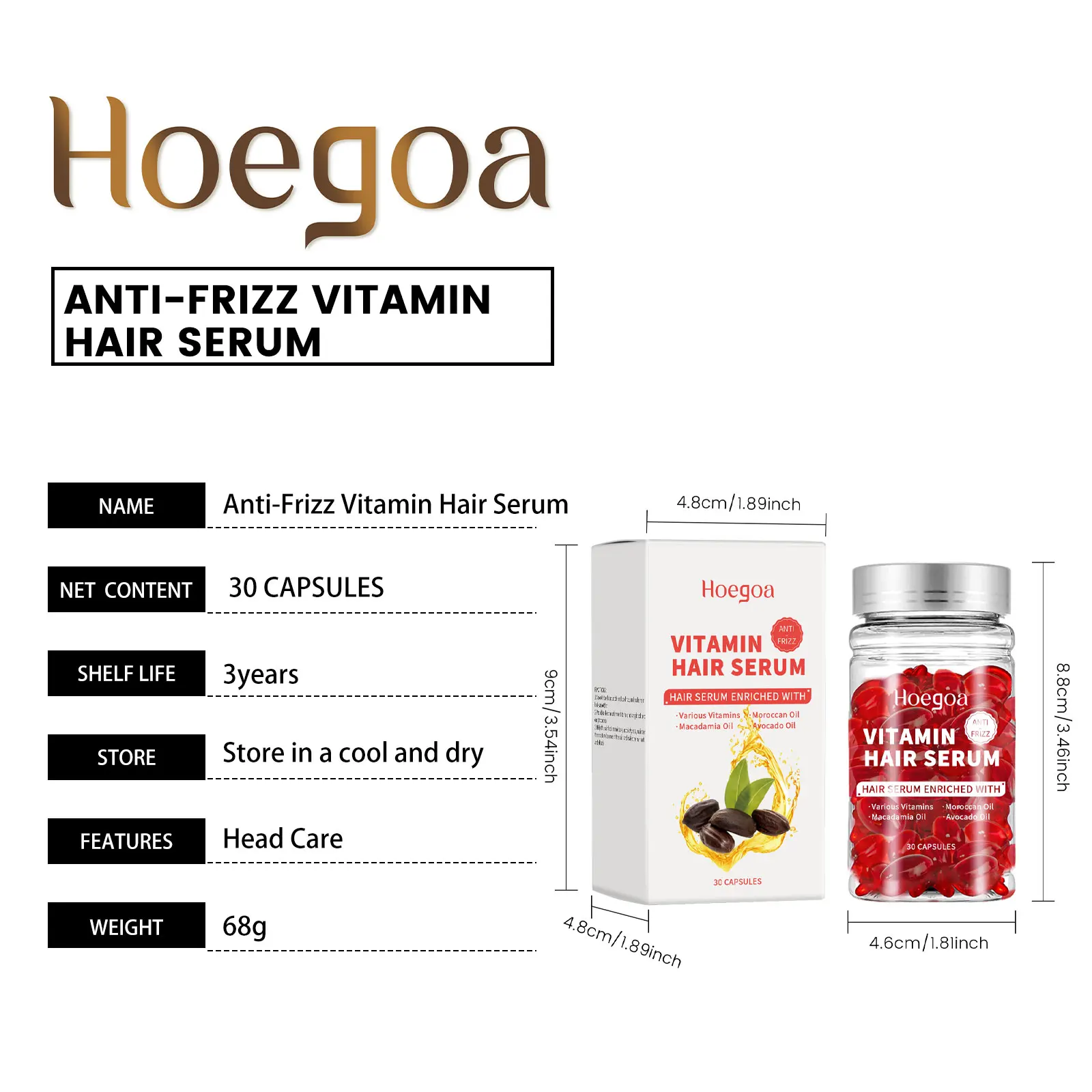 Moroccan Hair Care Capsules - Deep Nourishing & Intensive Repairing Treatment for Split Ends, Broken & Dry Damaged Hair