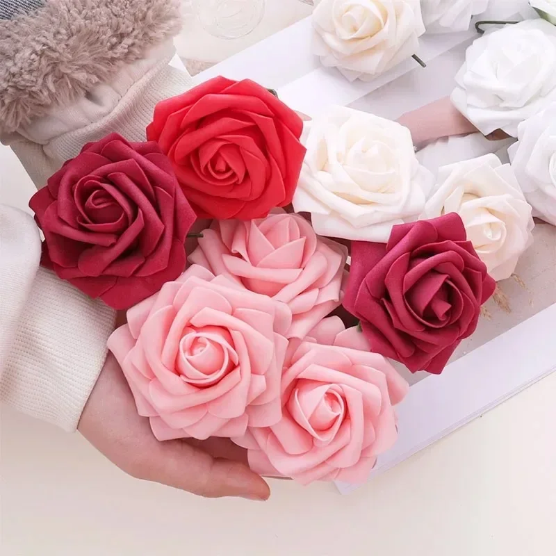 25 Rose Nere In Schiuma PE - Fiori Artificiali Realistici Con Stelo Pieghevole Per Decorazioni, Matrimoni E Centrotavola - 3