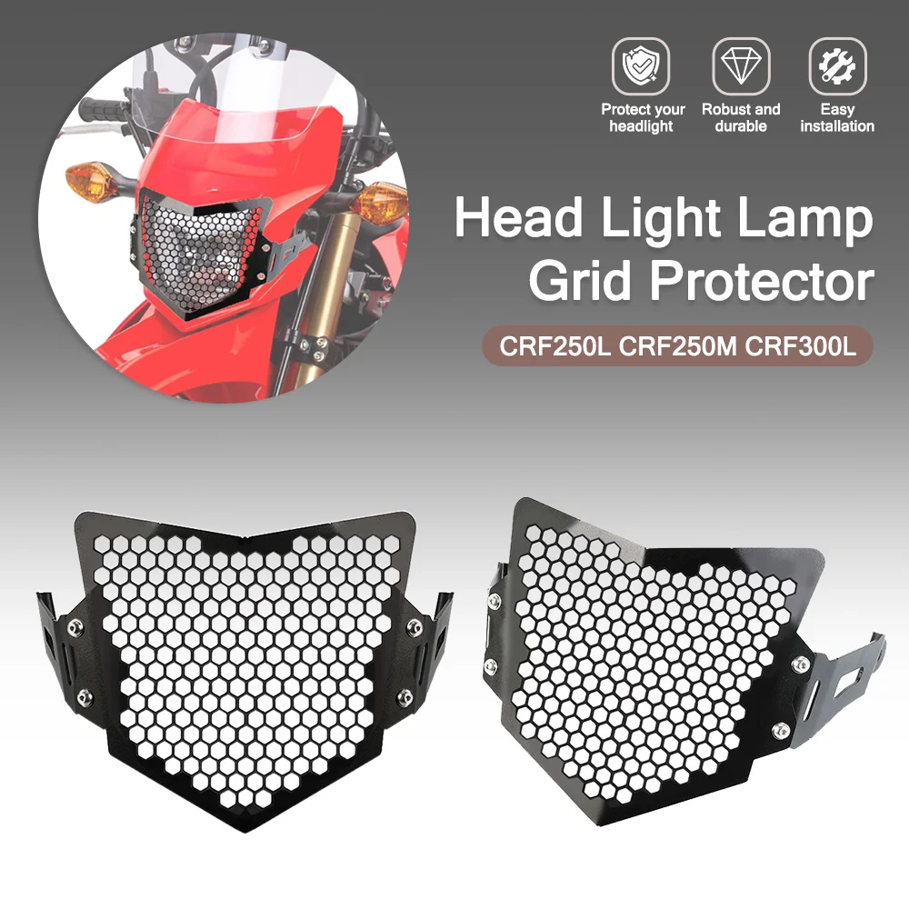 

For HONDA CRF250L CRF250M CRF300L 2013-2023 Motorcycle Headlight Head Light Guard Protector Cover Grill CRF 250L 250M 300L