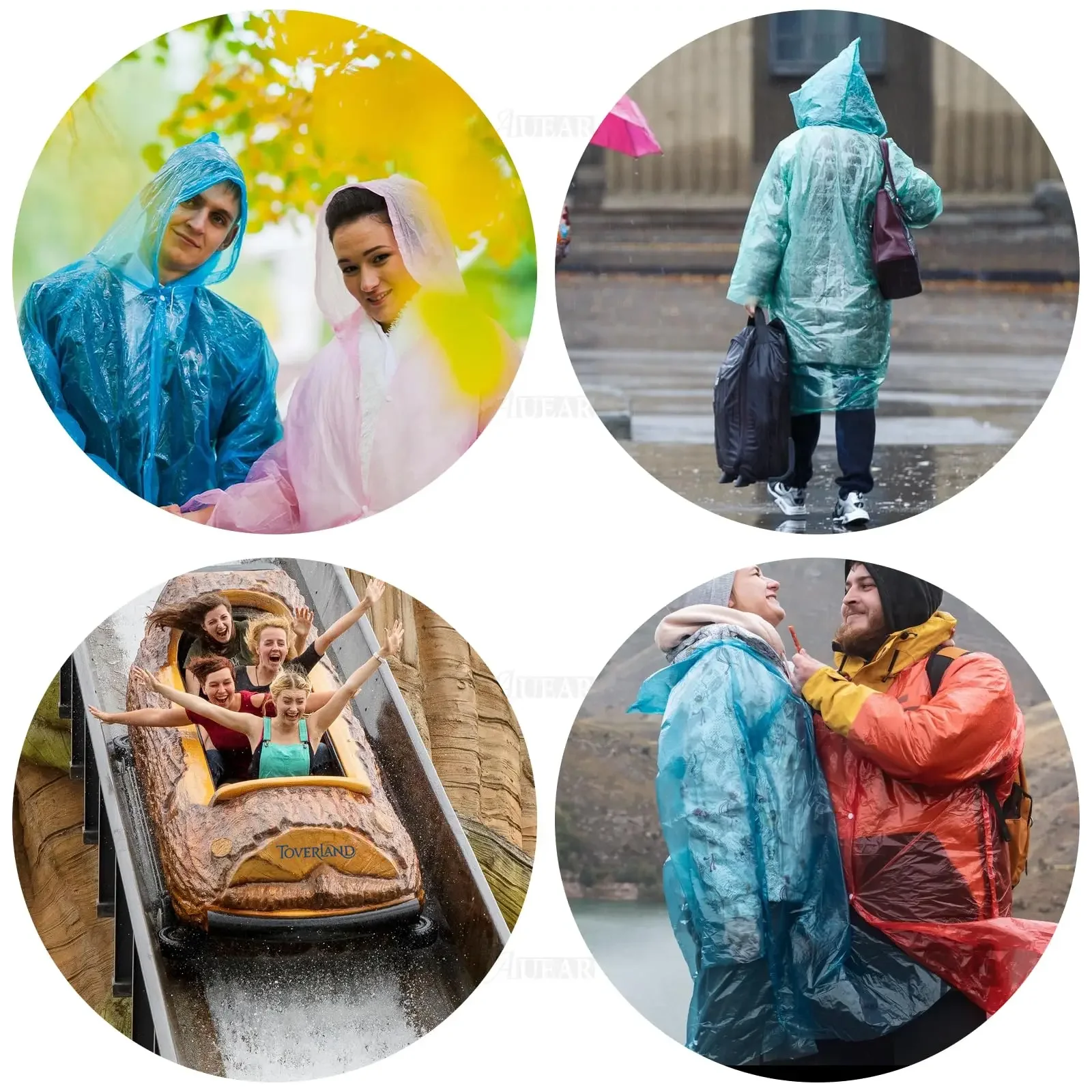 Raincoat Poncho 1PC Portable Disposable Emergency Raincoats in Ball with Hook Plastic for Travel Outdoor